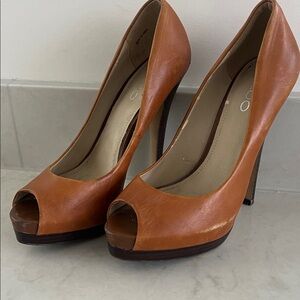 Aldo Women's Brown Peep Toe Heels